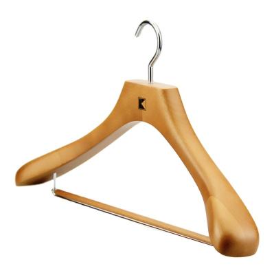 China LYB-0655 Display Customize Natural Wood Coat Hanger Heavy Duty Coat Hanger for sale