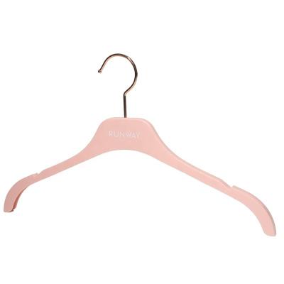 China Pink Top Level Plastic Hanger With Custom Logo Garment Hanger for sale