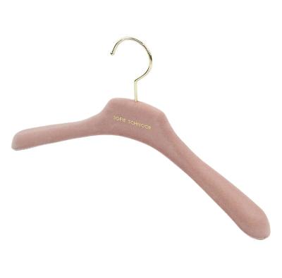 China Multifunctional hot sale coat hanger display custom special pink plastic clothes assembling velvet hanger for sale