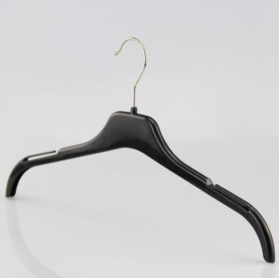 China SHOW OFF Women Saver Hanger Clothes Space Slim Black Plastic Hanger For Top Hanger With Custom Brand Logo for sale