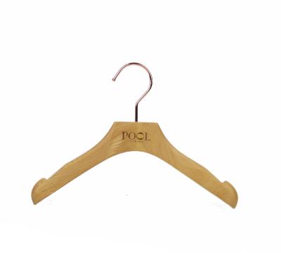 China Multifunctional natural wooden kids coat hangers for kids clothes for sale