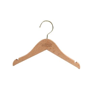 China Wholesale Custom Wooden DISPLAY Kids Clothes Hanger Baby Clothes Hanger With Logo for sale