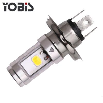 China 5000K Motorbike Motors Motorcycle Lamp Electric Vehicle LED Headlight Three Claw H4 Double Sided 12-85v Positive And Negative WiresM for sale