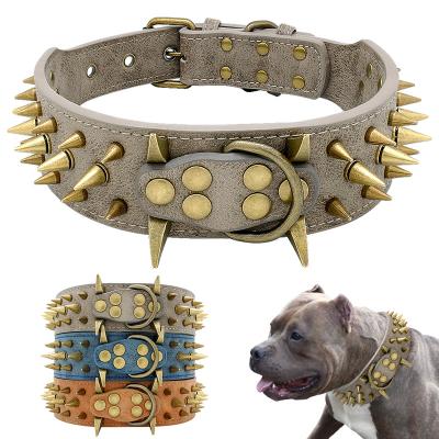 China New 2021 Hot Sale Pu Pointed Dog Collar Viable For Large Dogs French Bulldog for sale