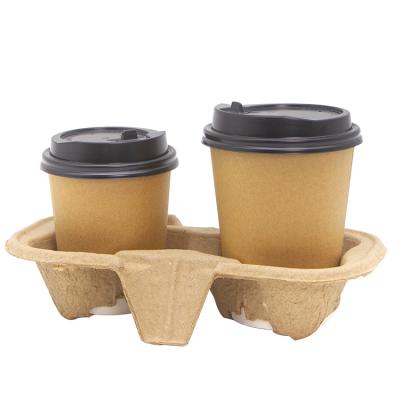 China Recycled Materials Hot Sale Different Package Pulp Disposable Coffee Paper Cup Carrier Holder Tray for sale