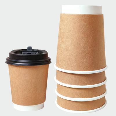 China Disposable Wholesale Custom Printed Double Wall Black Hot Biodegradable Coffee Disposable Paper Cups for sale