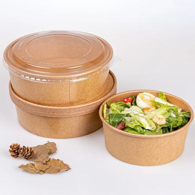 China Eco Disposable Paper Takeout Paper Bowl Green Disposable Lunch Food Paper Packing Salad Box Packaging for sale