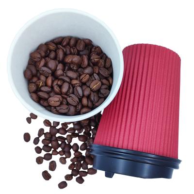 China Recycled Materials Custom Printed PE/PLA Coffee Double Coated Wallpaper Cups Hot Paper Cups With Lids 12OZ for sale