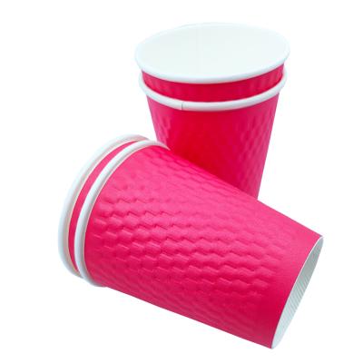 China Disposable Paper Cup Drink Coffee Disposable Hot Paper Cup Embossed Custom Double Bubble Paper Cup for sale