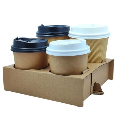 China Recycled Materials Customized Design Corrugated Box Cup Holder Tray Coffee Paper Cup Holder for sale