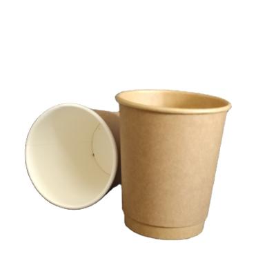 China Hot Selling China Disposable Double-layer Disposable Coffee Cup With Lid Kraft Paper Cup High Quality for sale