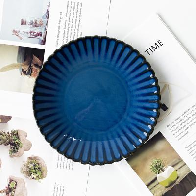 China 2021 viable newJapanese ceramic style flower shape flower shape dessert plate dinner dishes color-gloss for sale