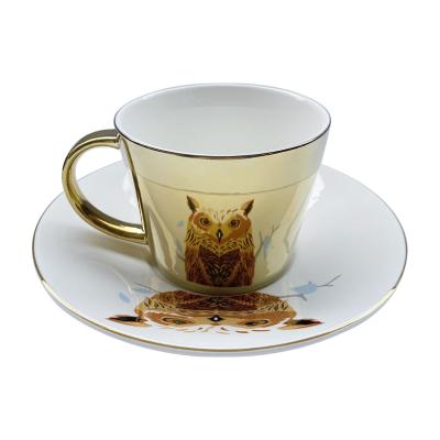 China Viable Hot Sale Porcelain Custom Reusable Ceramic Coffee Cup And Saucer Set for sale