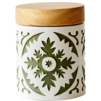 China 2021 Sustainable Kitchen Storage Ceramic Jar With Bamboo Lid And Multicolor, Different Size For Your Choice With Fast Delivery for sale