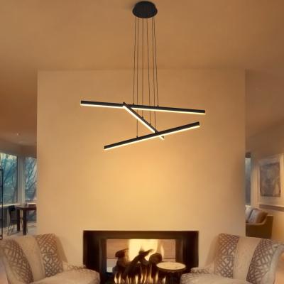 China Living Room Aluminum Minimalist Minimalist Decorative Restaurant LED Hanging Light Linear Pendant Lamp for sale