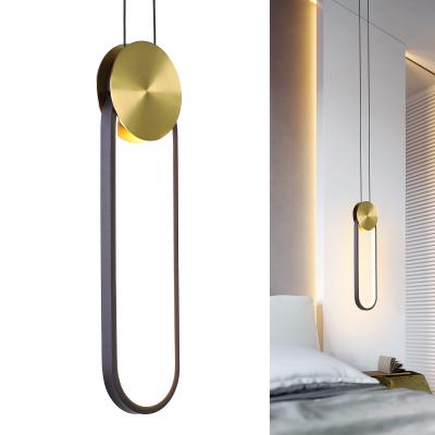 China Modern Nordic Modern Home Hotel 10w Warm White Hanging Light Black And Gold LED Lighting Fixture for sale