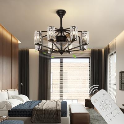 China Modern Dimmable Modern Ceiling Lights With Light Remote Control Crystal Fan Modern LED Ceiling Fan With LED Light With Remote 110V 220V for sale