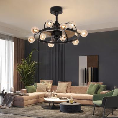 China Modern Smart Droplight Ceiling Fans With Remote Control Nordic Dining Room Fan Chandelier Style Ceiling Fan Lamp for sale