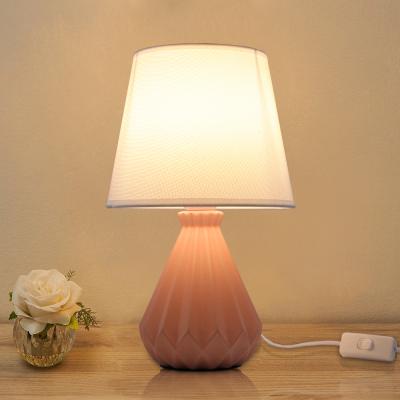 China Masivel Modern Table Light Modern Fabrics Lampshade Ceramic Base LED Bedside Lamp Night Light for sale