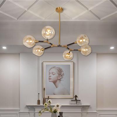 China Masivel Light Contemporary Modern Hanging Blown Glass 6 Lights Creative Chandelier For Dining Room Table for sale