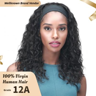 China Free Deep Wave Headband Hair Wigs,100% Wigs,Brazilian Straight Curly Hair Band Headband Wig Hair Wigs For Black Women for sale