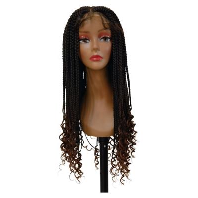 China HD Braided Hair Heat Resistant Synthetic Wigs With Highlights Lace Front Closure Headband Fiber Braided Lace Front Synthetic Wig for sale