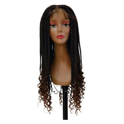 China Hot Sale Synthetic Fiber Braided Hair Wigs Heat Resistant HD Deep Part Lace Frontal Lace Front Braiding Synthetic Hair Wig Closure Wig for sale