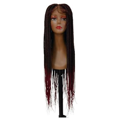 China HD Braided Hair Heat Resistant Synthetic Wigs With Highlights Lace Front Closure Headband Fiber Braided Lace Front Synthetic Wig for sale