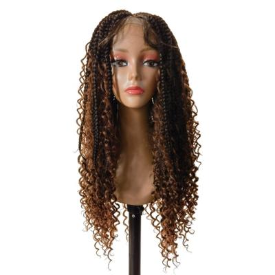 China Wholesale Braided Headband Synthetic Heat Resistant Closure Full Lace Wig HD Braided Synthetic Fiber Hair Full Lace Front Wigs for sale