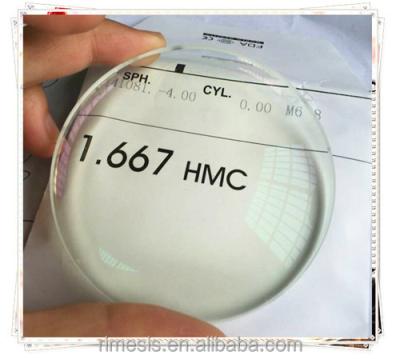 China High-Index HMC 1.67 HMC Single Aspherical Nits Optical Lens MR-7 Optical Vision Glass Lens 1.67 for sale