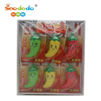 China Promotional Chilli Shaped 3D Eraser Lovely Eraser Gift Box For Kids for sale