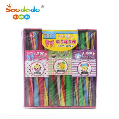 China Soododo 3D Promotional Colorful Eraser Box Hemp Flowers Shaped Erasers For School Stationery for sale