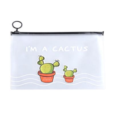 China Cute creative animal translucent custom pencil case soft cactus bag schools and offices use-and-use canvas material for sale