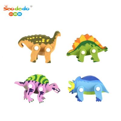 China Promotional 2D Eraser Puzzle Soododo Rubber Eraser Animal Dinosaur Shaped Pencil Eraser for sale