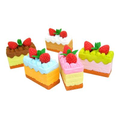 China Lovely Funny Eco-friendly Promotional Custom Wholesale Kids Mini Eraser for Kids Food Ice Cream Strawberry Cake Shape Rubber Eraser for sale