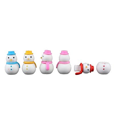 China Cute Pencil Cartoon Novelty Office Student Tops OEM Kawaii Snowman Shape Rubber Eraser Eco-Friendly Christmas Promotional TPR 3D Eraser for sale