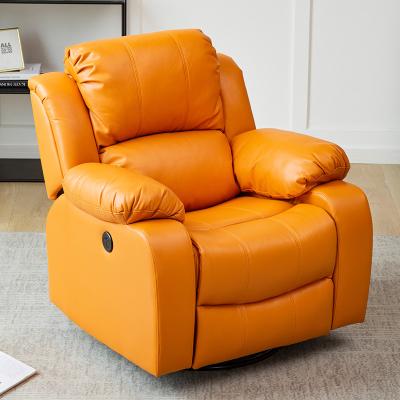 China Contemporary Massage CY Foshan Manual Motorized Weightless Glider Massage Recliner Orange Leather Chair for sale