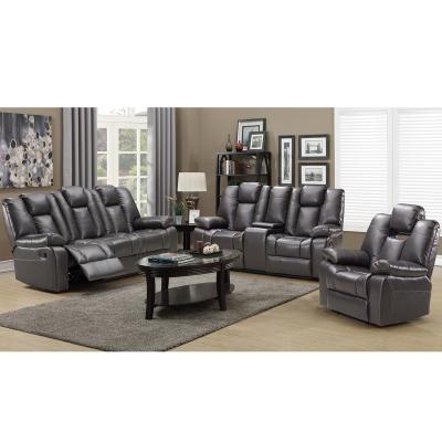 China (Other) Large Size Adjustable 3 2 1 Recliner Sofa Set with Movable Headrest for sale