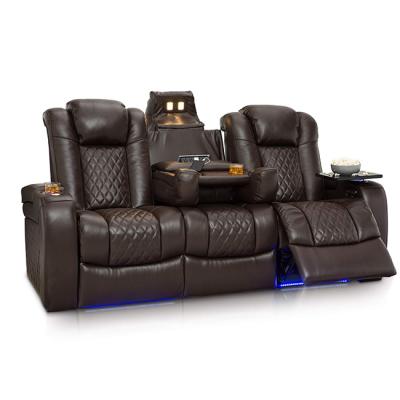 China CY Modern Hot Sale Modern Design Home Theater Seating Power Recliner Cinema Chair Sofa Genuine Leather Seats With Laptop Table for sale