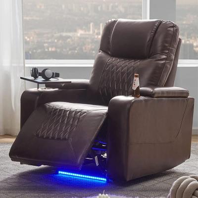 China Modern Leather Recliner Sofa Chair, High End Electric Home Theater Sofa, CY Cinema Electric Recliner For Cinema With Laptop Table for sale