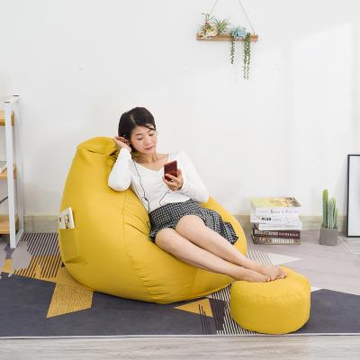 China Bulk Soft Leather Bean Bag Chair The Bedroom Foam Filled Sofa With Footstool Lazy Pink Single Sofa Bed Wholesale for sale