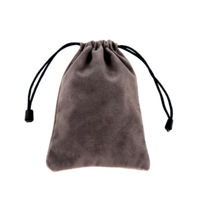 China Wholesale Custom Cheap Promotional Eco Friendly Pouch Gray Velvet Jewelry Bag Small Drawstring Gift Storage Bag From Rope Handle Factory for sale