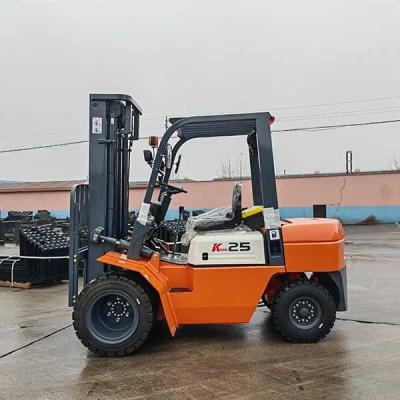 China 2.5 T Diesel Forklift Truck 2500 Kgs Diesel Operated Forklift Double Front Tires for sale