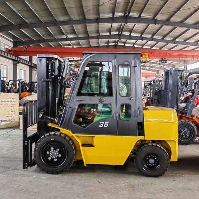 China Yellow Balance Counterbalance Hydraulic Diesel Powered Forklift 3.5T With Heater for sale