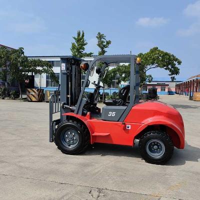 China 2.5 ton Off Road Vorklift Grote pneumatische banden 2500 kg Compacte ruwe terrein Vorklift Te koop