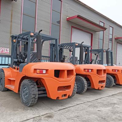 China Orange Counter Balance Forklifts 4m Mast Diesel Fork Truck 5000 Kg for sale