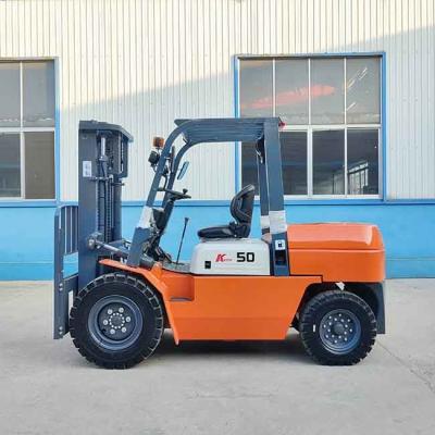 China 5000kg 4 Wheel Counterbalance Forklift Orange Counter Balance Fork Truck for sale