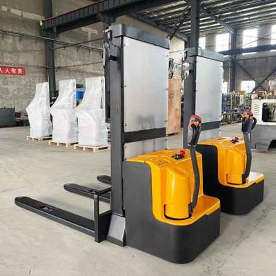 China Warehouse Battery Powered Pallet Stacker 1T Electric Walkie Stacker for sale