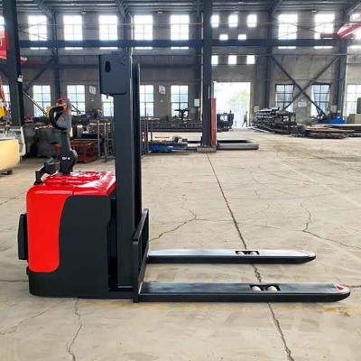 China 2 Stage 1.6m Mast Counterbalanced Electric Stacker Standing Type 1T for sale