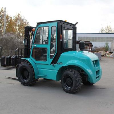 China 4000kgs Rough Terrain Forklift  Truck Chinese Engine  4 Wheel Drive for sale